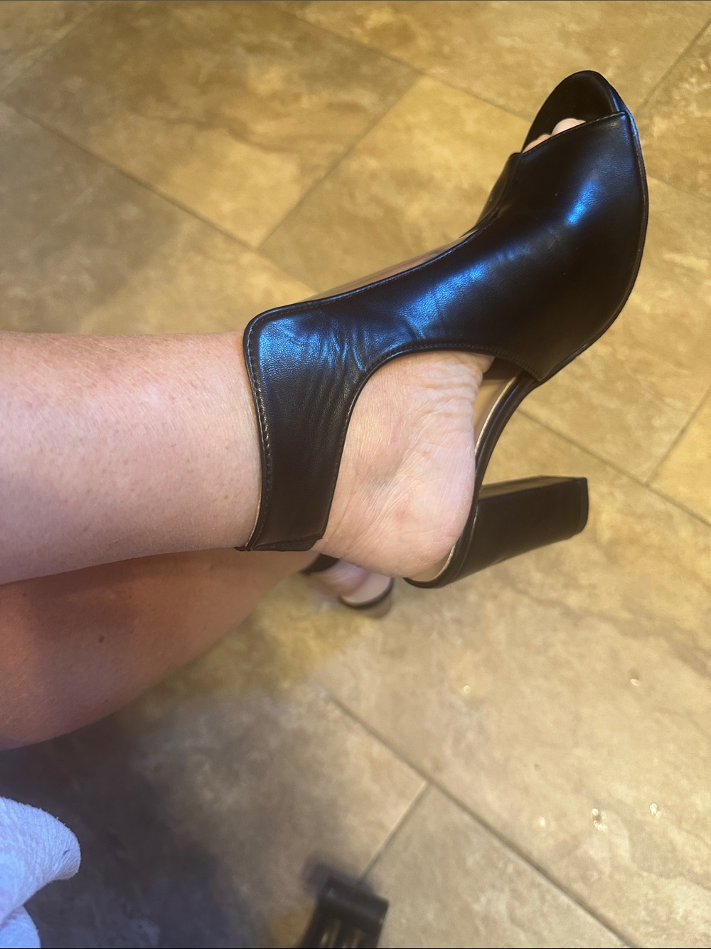 Open-Toe Black Block Heel Sandal